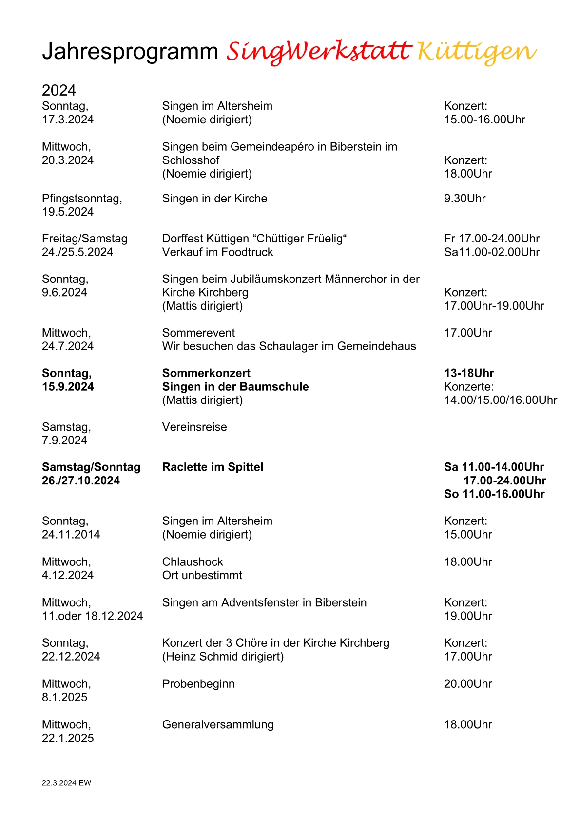 Jahresprogramm 2024 für Website