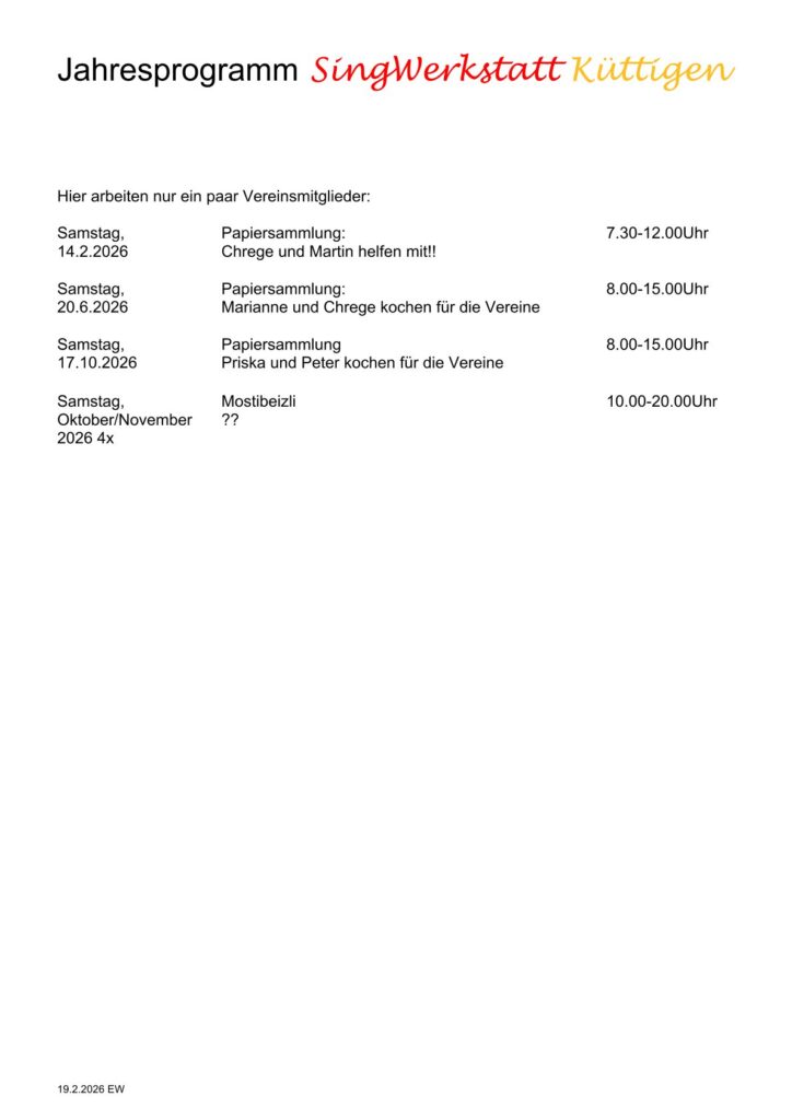 Jahresprogramm 2026-2